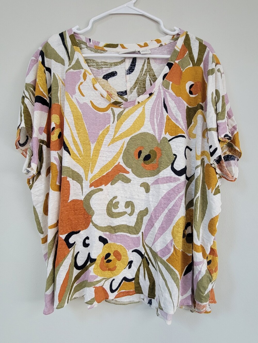 Rachel Zoe Linen Top Women Size 3X Artsy Summer Luxury Abstract Boho